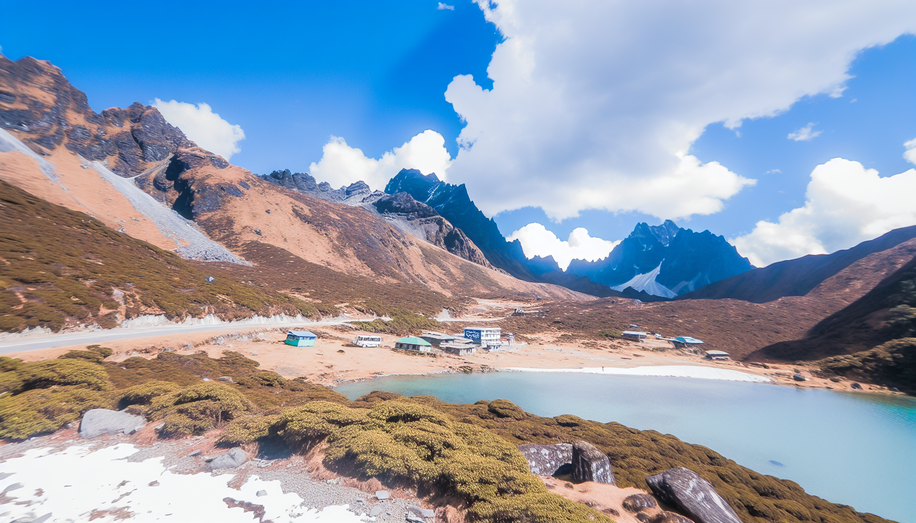 alt_text: Breathtaking Sikkim landscapes featuring lakes and mountains with Fab Journeys logo for travel deals.