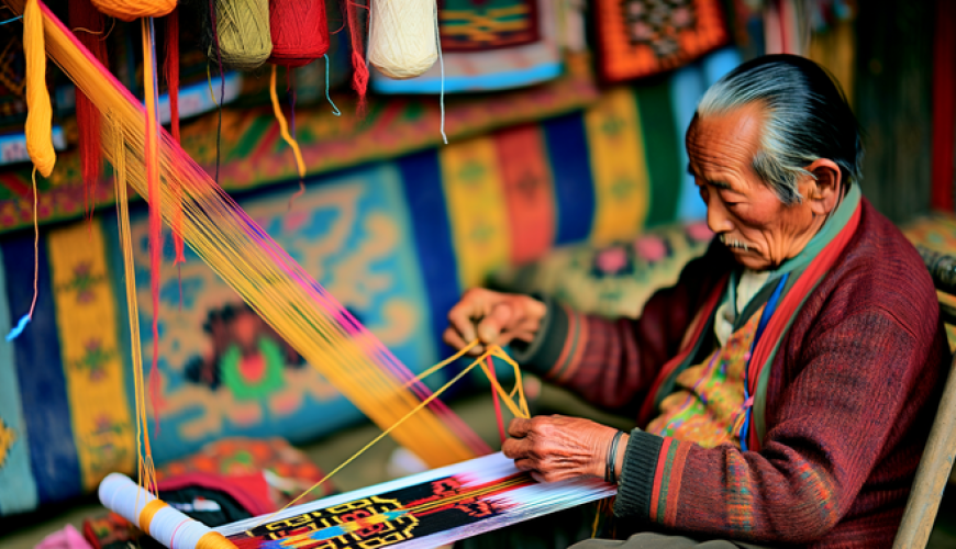 alt_text: A vibrant tapestry connects diverse lives; an elderly weaver crafts destiny with elegant threads.